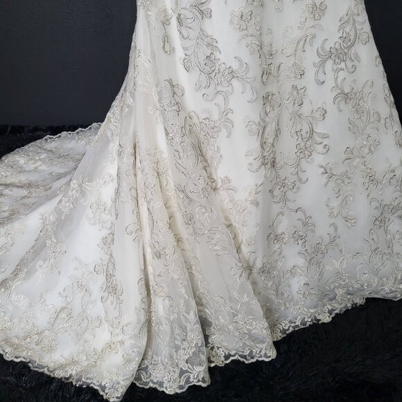 NWT~$1899~ESSENCE~SZ 4~IVORY STRAPLESS EMBELLISHED FIT & FLARE WEDDING DRESS - Picture 7 of 16
